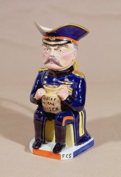 Toby Jug描绘了1915年Wilkinson制作的基奇纳勋爵（陶瓷） 作者 弗朗西斯·卡鲁瑟斯·古尔德